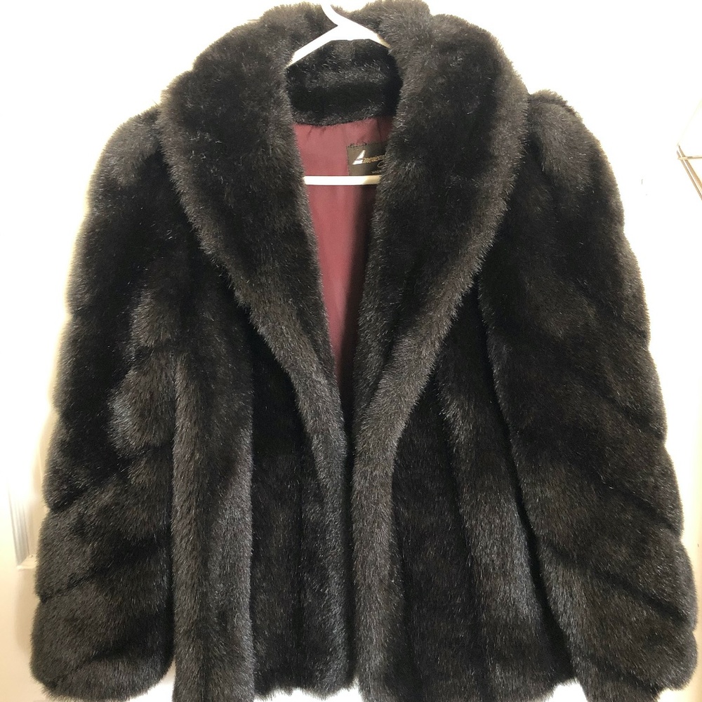 Vintage American Signature Faux Mink Fur Coat Sz 8